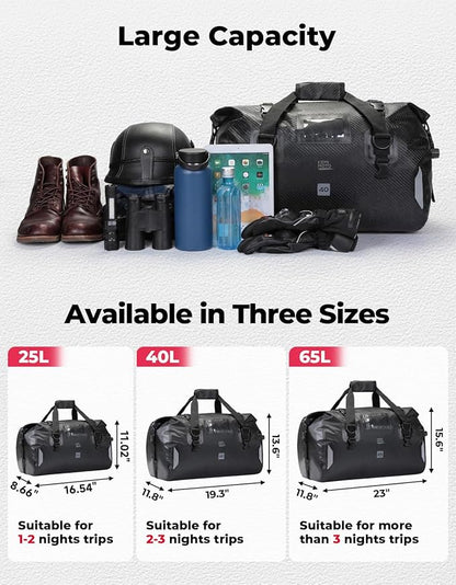 KEMIMOTO Waterproof Motorcycle Dry Bag – Duffle Tail Bag Soft Luggage, - Image 3