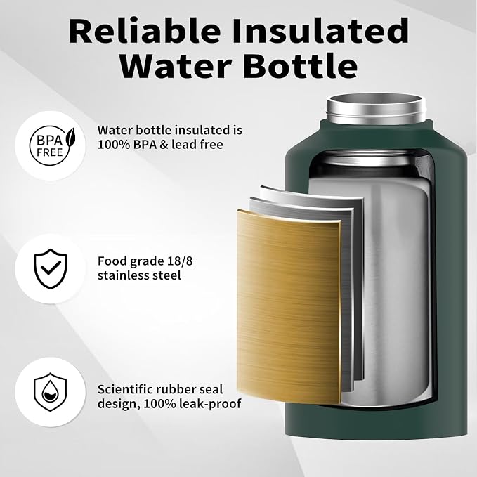 WATERSY 2/3 Gallon Water Bottle Insulated, BPA Free&Leak Proof, 87oz Stainless - Image 3