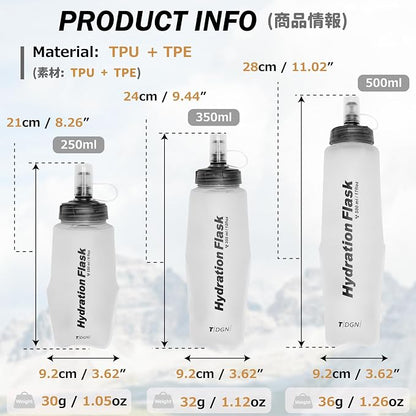 Azarxis TPU Soft Flask Collapsible Water Bottle Running Folding Gel Water - Image 2