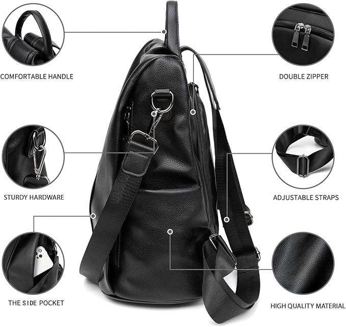 PINCNEL Women Backpack Purse Waterproof Nylon Anti-theft Rucksack Lightweight - Image 4