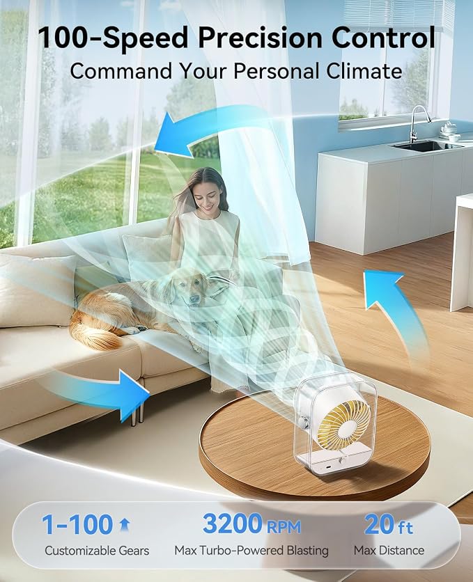 DIGIX Portable Desk Fan for Bedroom, Rechargeable Small Table Fan - Image 3