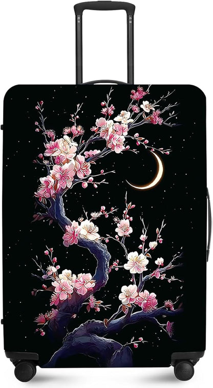 ANNA QUEEN Cherry Blossom & Moon Luggage Cover-Stretchable, Water Resistant & by ANNAQUEEN