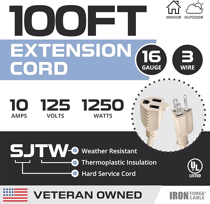 Iron Forge Cable Weatherproof 100 Ft Outdoor Extension Cord - Image 2