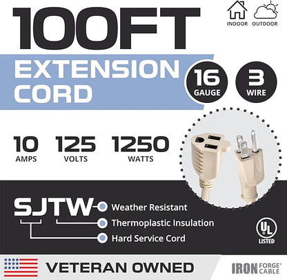 Iron Forge Cable Weatherproof 100 Ft Outdoor Extension Cord - Image 2