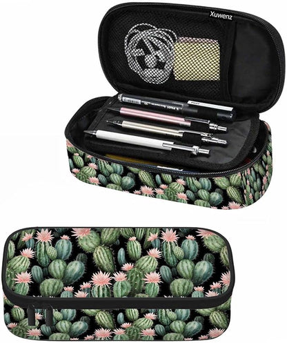 Vintage Cactus Pencil Holder Bag Cute Pink Flower Spikes Summer Pencil Case by Unknown