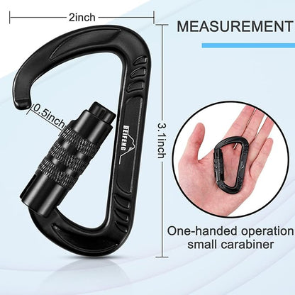 BEIFENG Heavy Duty Lightweight Locking Carabiner Clips D Ring - Image 2