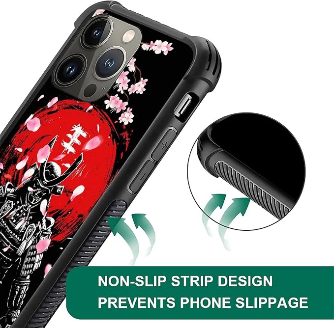 for iPhone 14 Pro Case, Sakura Japanese Samurai Pattern Graphic Design Girl Boy - Image 6