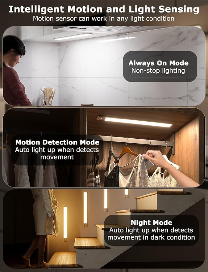 16" Ultra-Thin Under Cabinet Lighting Wireless, Aluminum Alloy Under Counter - Image 3