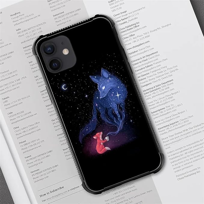 for iPhone 12/12 Pro Case, Galaxy Fox Wolf Pattern Graphic Design Girl Boy Soft - Image 7