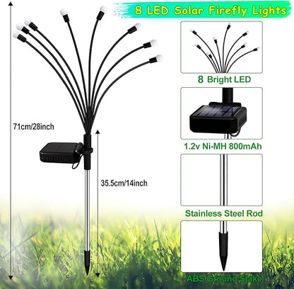Solar Garden Lights Outdoor, 2 Pack 16 LED Solar Firefly Lights Waterproof - Image 2