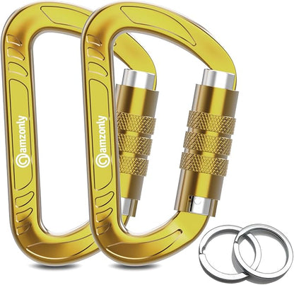 3inch Auto Locking Carabiner Clips Heavy Duty, 12KN /2697lbs Lightweight by AMZONLYLORSUM