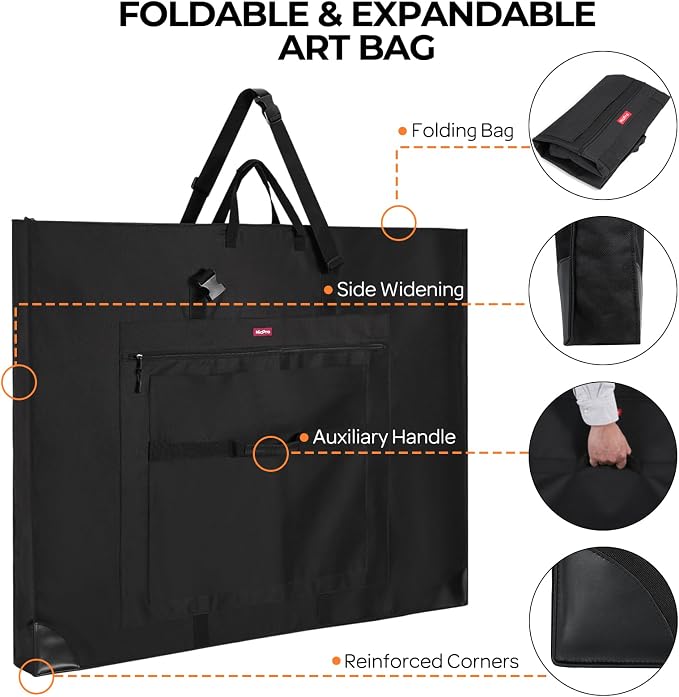 Nicpro Large Size Art Portfolio Case, Artist Portfolio Tote Bag - Image 3