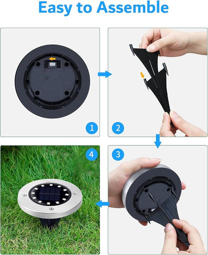 Biling Solar Ground Lights Outdoor 8 Packs, 12 LEDs Bright Flat Solar Lights - Image 7