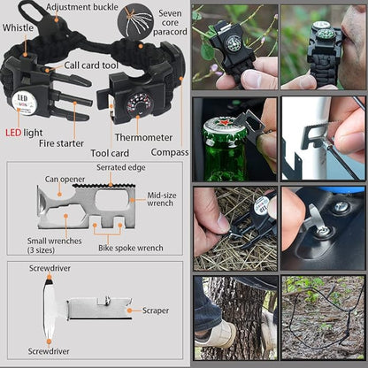Survival Paracord Bracelet, Fire Starter, Waterproof SOS Light, Adjustable AK87 - Image 2