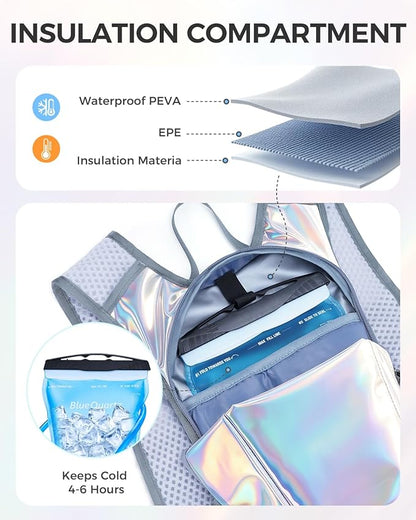 Blue Quartz Rave Hydration Backpack, Reflective Hiking Pack - Image 4