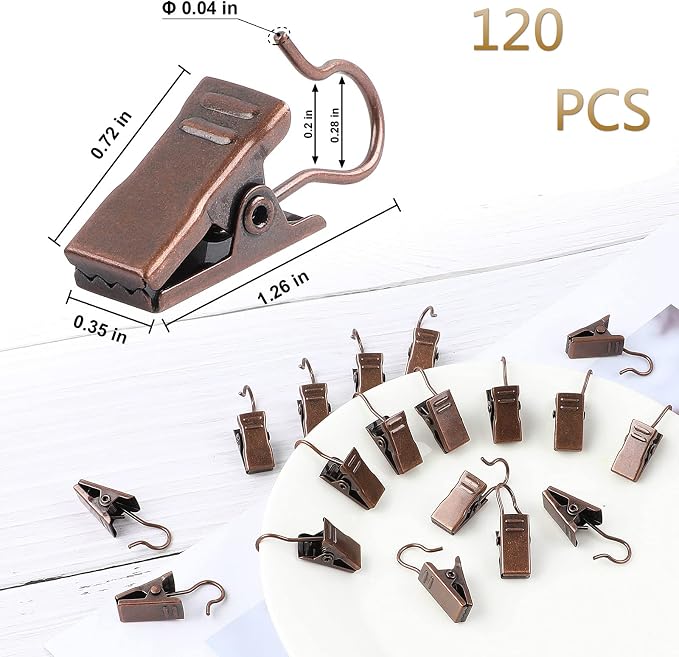 JANYUN 120 Pack Clip Hook Set Stainless Curtain Clips - Image 2