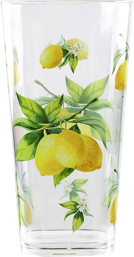 Reston Lloyd Calypso Basics Fresh Lemons 19 oz Acrylic Drinkware Set of 6 – - Image 2