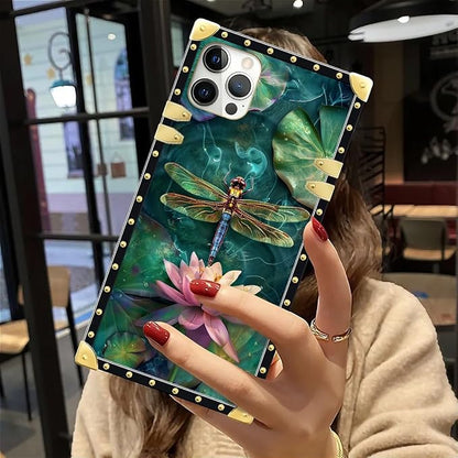 Compatible with iPhone 12 Case, Colourful Dragonfly Pink Lily Pads Luxury - Image 6