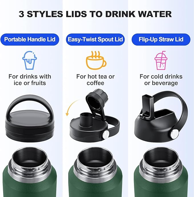 SENDESTAR Water Bottle, Wide Mouth Stainless Steel Vacuum Insulated Double Wall - Image 4