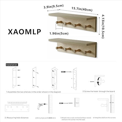 Entrance Coat Rack ，Coat Hooks, Wall-Mounted Wooden Hook Rack, Wall-Mounted - Image 3