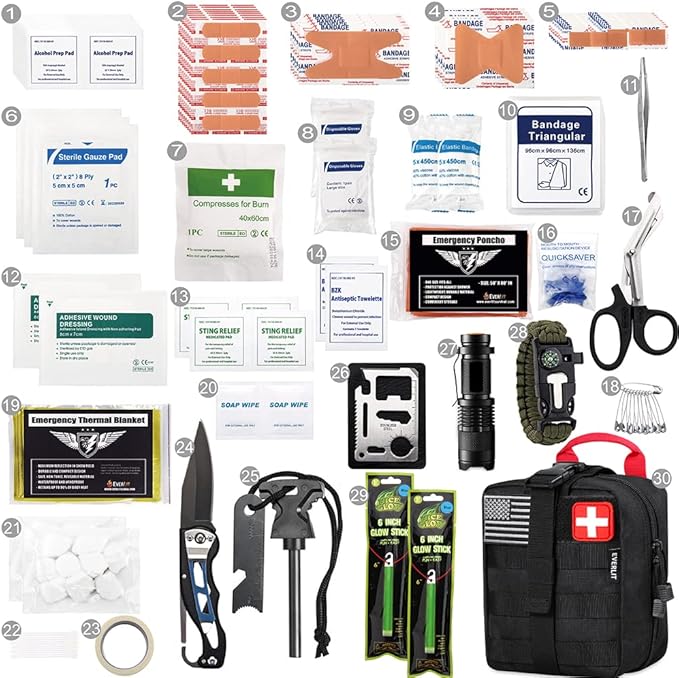 EVERLIT 250 Pieces Survival First Aid Kit IFAK EMT Molle Pouch Survival Kit - Image 3