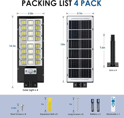 4-Pack Solar Street Lights Outdoor, 20000LM Waterproof LED Solar Flood Lights - Image 7