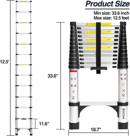 BOCOM 12.5 FT Aluminum Telescoping Ladder, Lightweight Multi-Purpose - Image 5