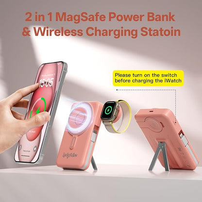 Magnetic Portable Charger Built-in Cables, 10000mAh Fast Charging Wireless - Image 2