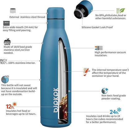BJPKPK 25oz Insulated Water Bottle Double Wall Vacuum Insulated Stainless Steel - Image 3