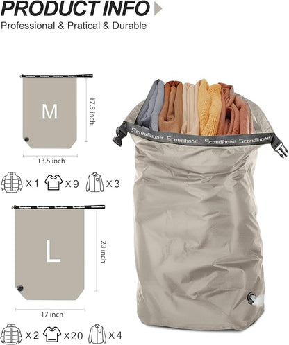 Travel Laundry Bag, Pump Free Vacuum Storage Bag Reusable Compression Dirty - Image 2