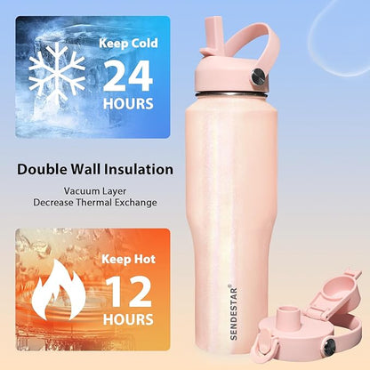 SENDESTAR Water Bottle, Wide Mouth Stainless Steel Vacuum Insulated Double Wall - Image 3