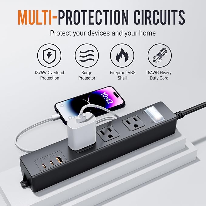 15FT Outdoor Waterproof Power Strip Surge Protector - Image 4