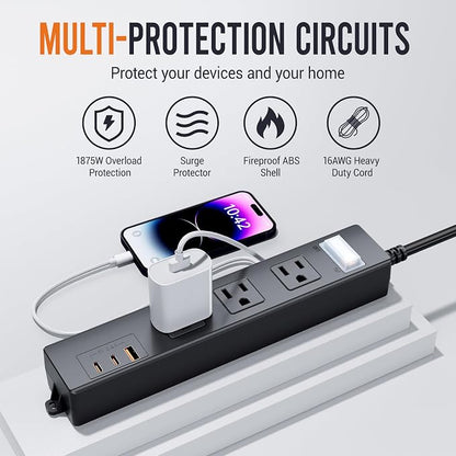 15FT Outdoor Waterproof Power Strip Surge Protector - Image 4