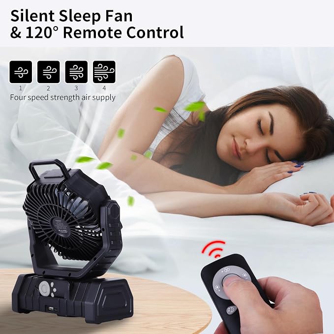  Rechargeable Fan Portable, Battery Powered Camping Fan - Image 6