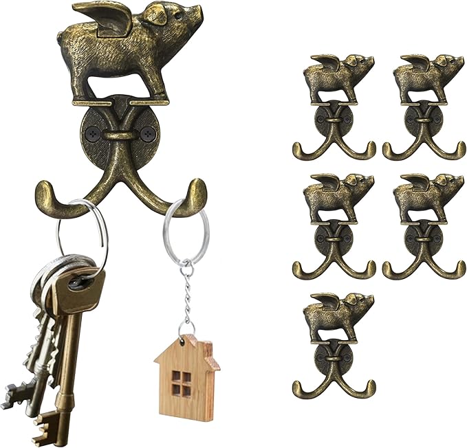 Cute Flying Pig Decorative Wall Double Hook by KOXHERO