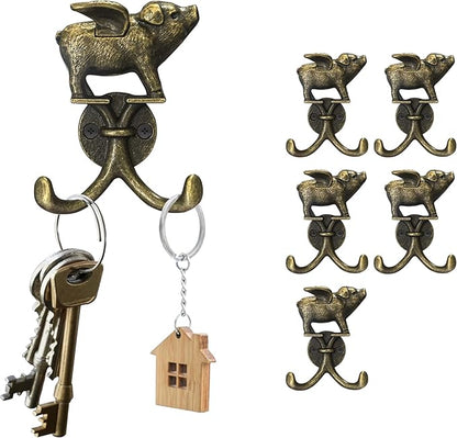 Cute Flying Pig Decorative Wall Double Hook by KOXHERO