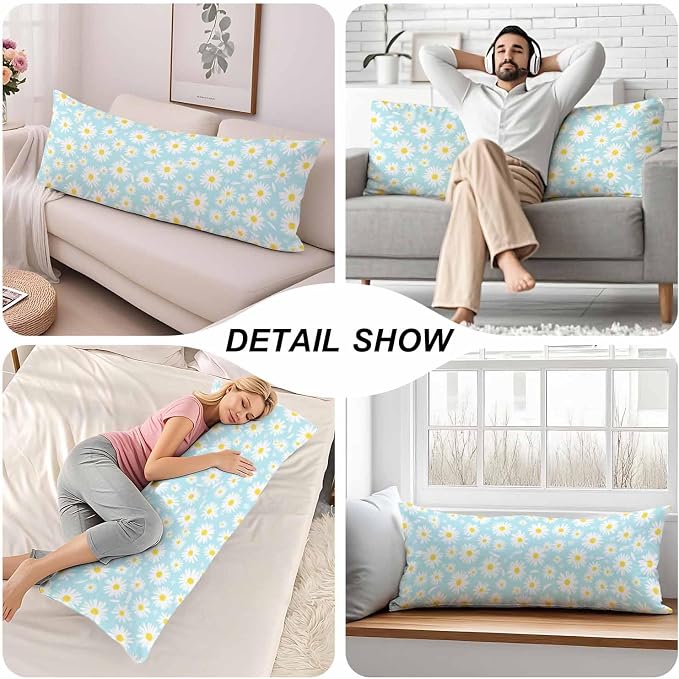 Daisy Body Pillows Covers for Adults, Blossom Daisy Large Body Pillow Covers - Image 5