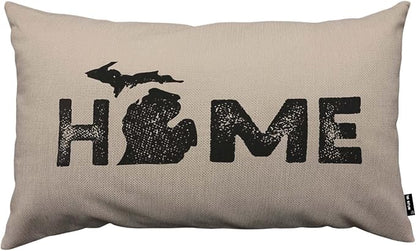 TKS MITLAN Michigan Home State Pillow Covers 12 x 20 Inch Map Home America by TKS+MITLAN