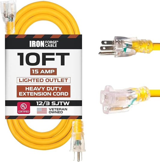 Iron Forge Cable 10 Foot Lighted Outdoor Extension Cord by IronForgeCable