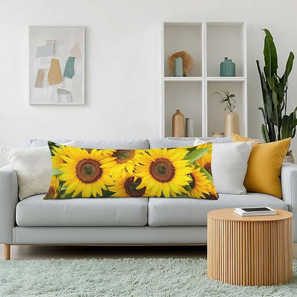 Sunflower Body Pillow Cover Yellow Sunflowers Field Decorative Body Pillow - Image 2