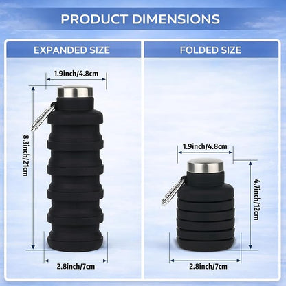 Collapsible Water Bottles, 16oz Capacity Portable Reusable Silicone Water Bottle - Image 2