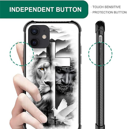 for iPhone 12/12 Pro Case, Lion Cross Jesus Christ Dove Pattern Graphic Design - Image 4