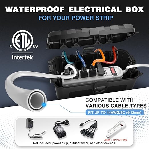 Flemoon Medium Outdoor Electrical Box, ETL Certified IP54 Waterproof Extension - Image 5