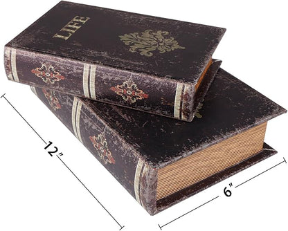 SICOHOME Decorative Book Box Set of 2 Wood Faux Book Box - Image 7