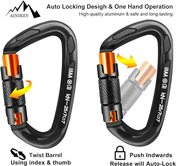 UIAA Certified Professional Heavy Duty Large Locking Carabiner Clips Climbing - Image 4