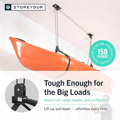 StoreYourBoard Kayak and Canoe Ceiling Hoist – Overhead Garage Storage Rack - Image 5