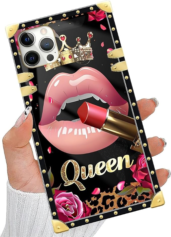 Compatible with iPhone 11 Pro Max Case, Glitter Red Rose Queen Leopard Lipstick - Image 5