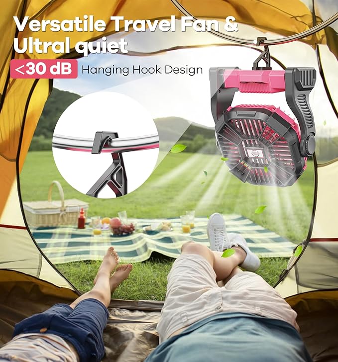 DOWILLDO 30000mAh Portable Battery Powered Camping Fan - - Image 6