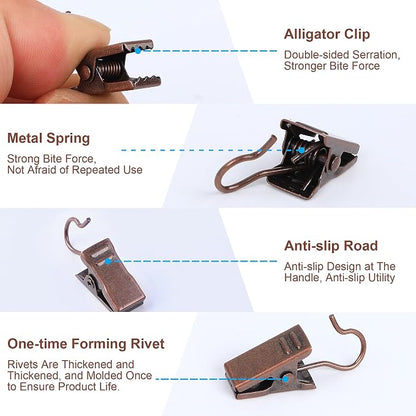 JANYUN 120 Pack Clip Hook Set Stainless Curtain Clips - Image 4