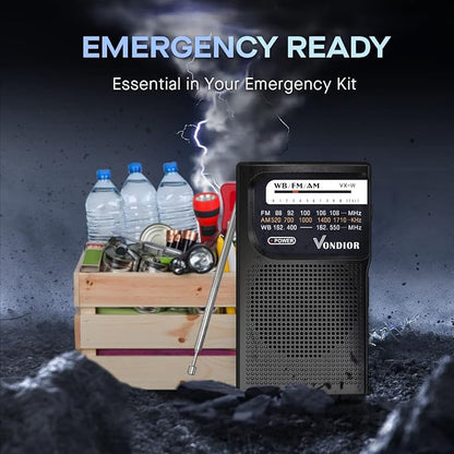 Vondior Portable NOAA Weather Radio, Battery Operated Emergency NOAA/AM/FM Radio - Image 6